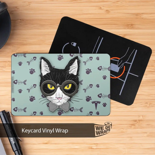 Smart Tuxedo Cat Tesla Keycard Decal - Tesla Emblems
