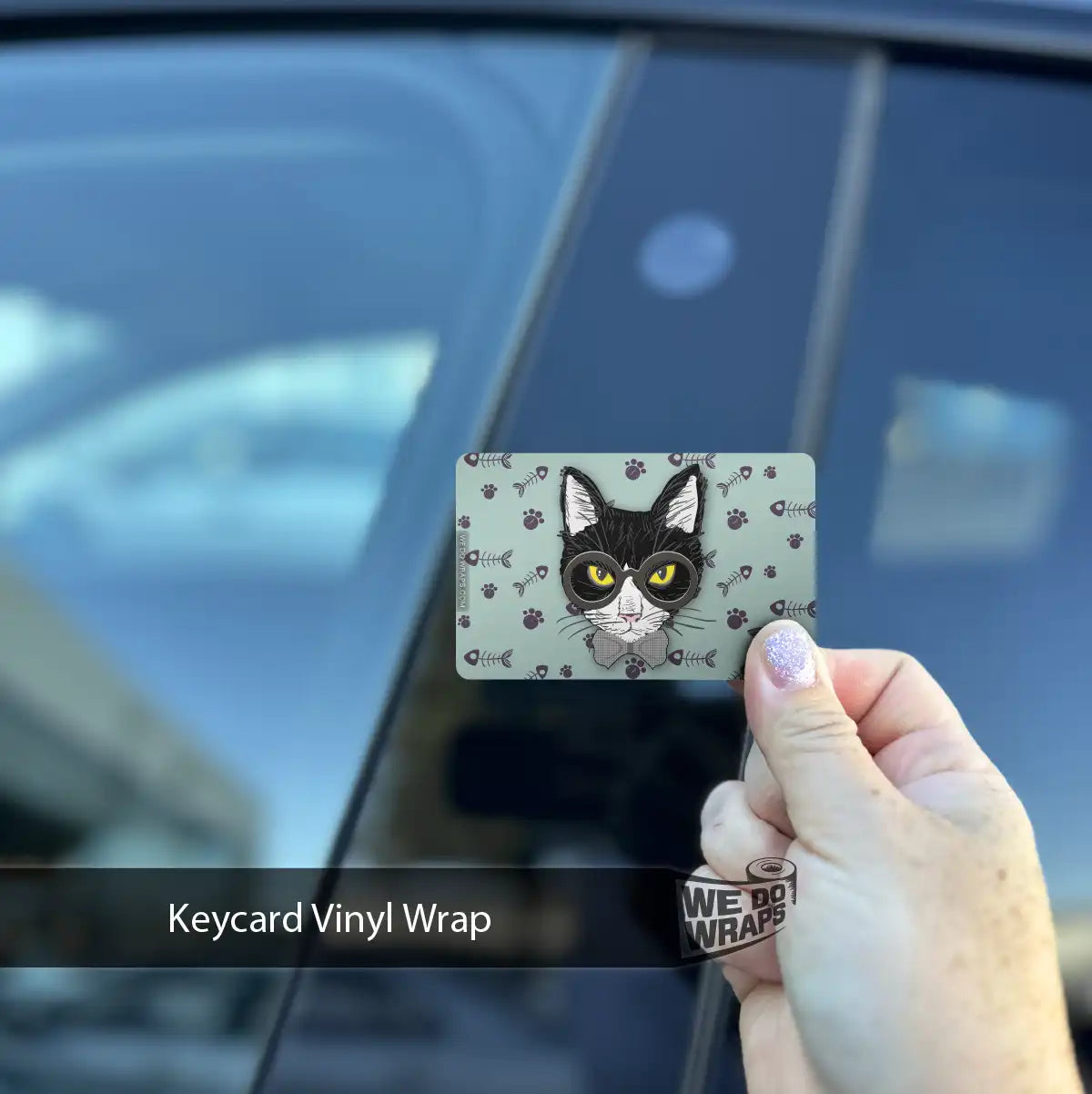 Smart Tuxedo Cat Tesla Keycard Decal - Tesla Emblems