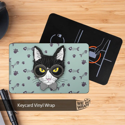 Smart Tuxedo Cat Tesla Keycard Decal - Tesla Emblems