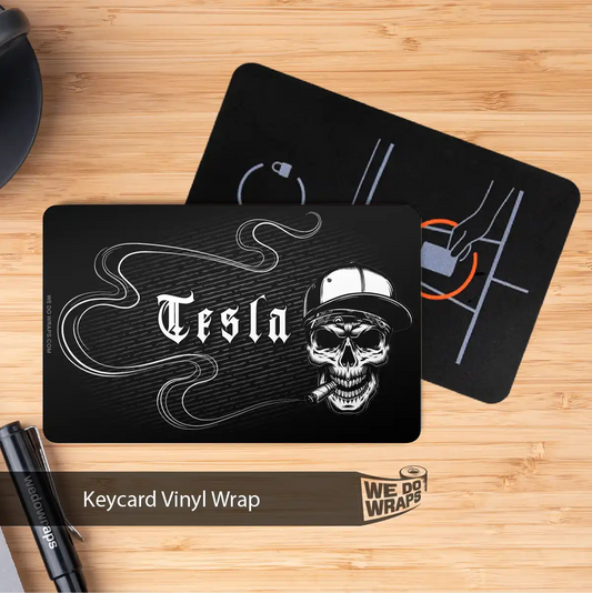 Smoking Skull Art NFC Keycard Decal - Tesla Emblems