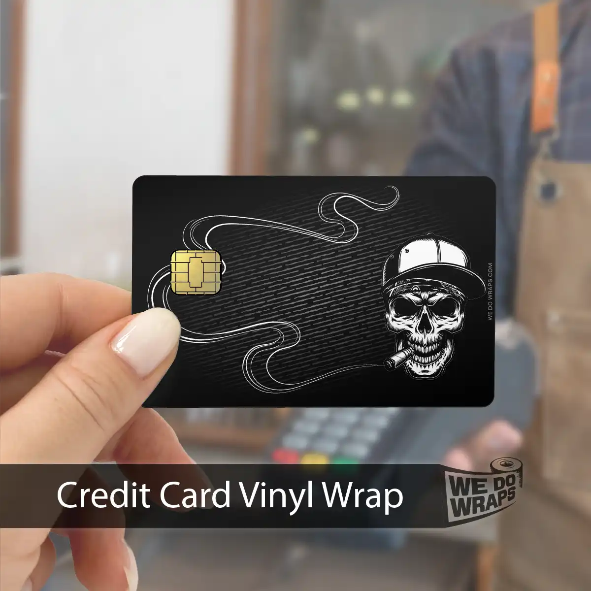 Smoking Skull Art | NFC Key Card Wrap - Tesla Emblems