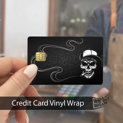 Smoking Skull Art | NFC Key Card Wrap - Tesla Emblems