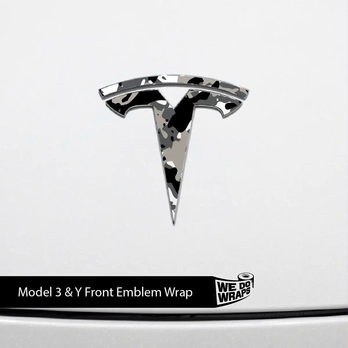 Camo Tesla Emblem Decals (Front + Back) | Model Y - Tesla Emblems