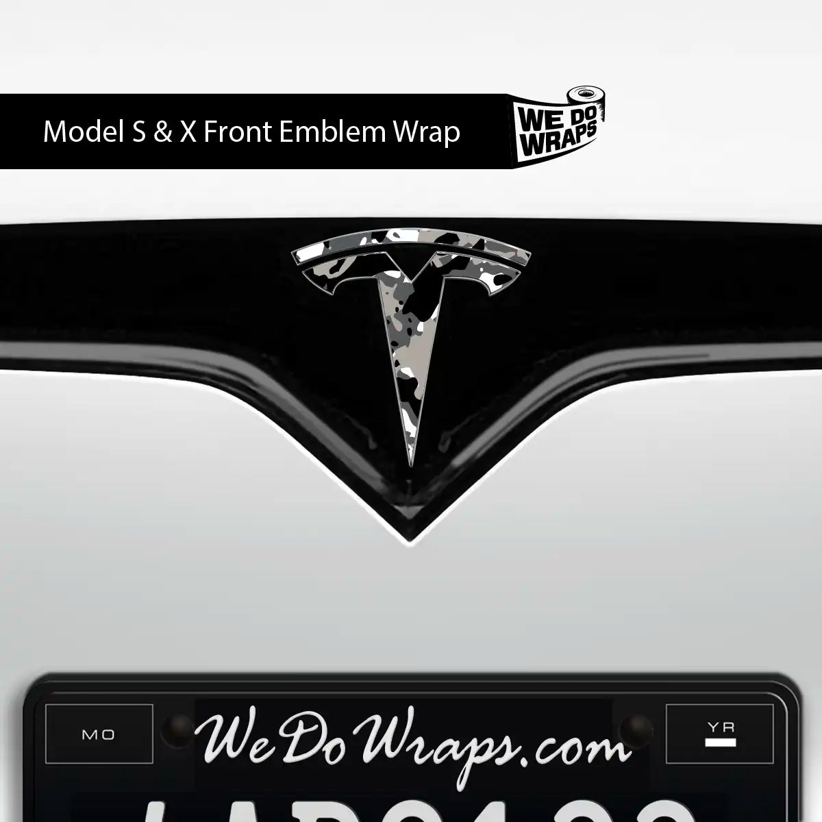 Camo Tesla Emblem Decals (Front + Back) | Model X - Tesla Emblems