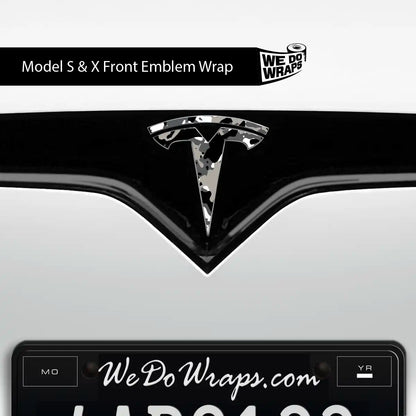 Camo Tesla Emblem Decals (Front + Back) | Model X - Tesla Emblems