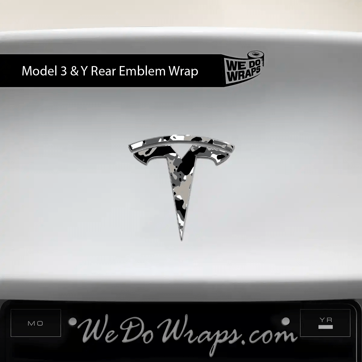 Camo Tesla Emblem Decals (Front + Back) | Model Y - Tesla Emblems