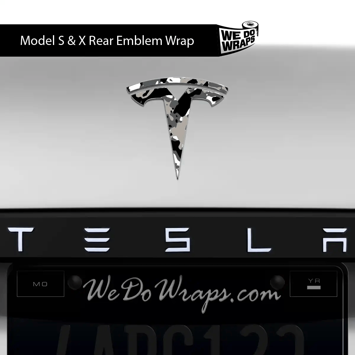 Camo Tesla Emblem Decals (Front + Back) | Model X - Tesla Emblems