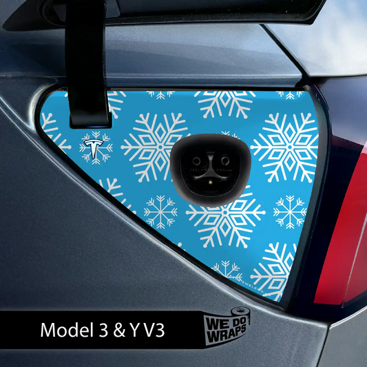 Snowflake Tesla Charge Port Wrap | Model 3 - Tesla Emblems