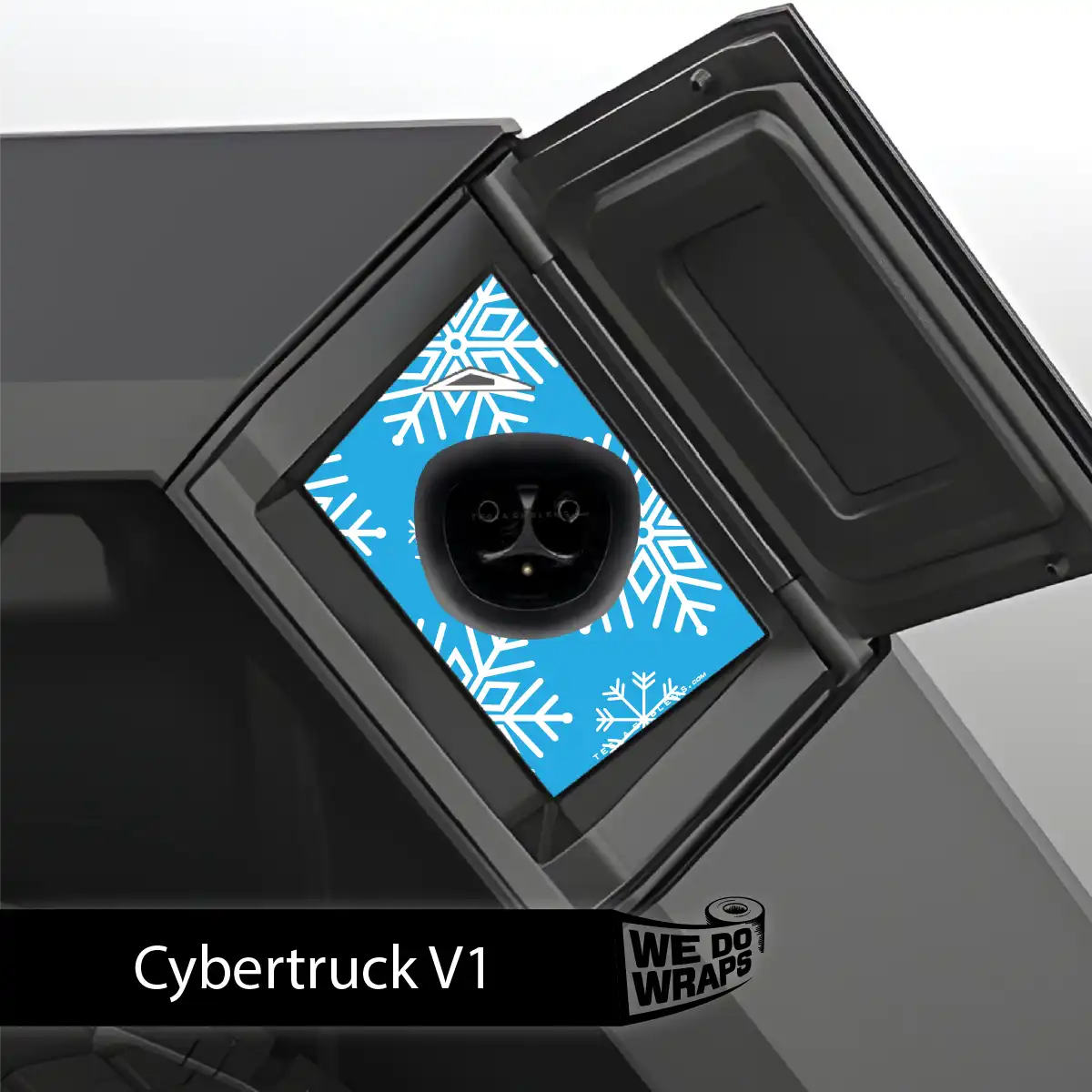 Snowflake Tesla Charge Port Wrap | Cybertruck - Tesla Emblems
