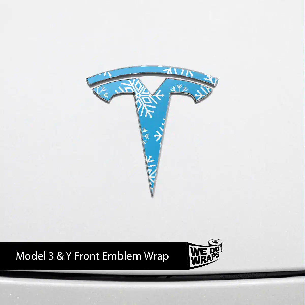Snowflake Tesla Emblem Decals (Front + Back Emblem Decals) | Model 3 - Tesla Emblems