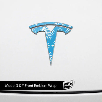 Snowflake Tesla Emblem Decals (Front + Back Emblem Decals) | Model 3 - Tesla Emblems