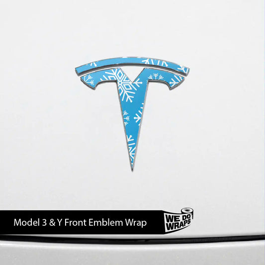 Snowflake Tesla Emblem Decals (Front + Back Emblem Decals) | Model 3 - Tesla Emblems