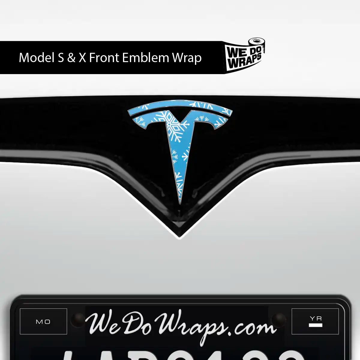 Snowflake Tesla Emblem Decals (Front + Back Emblem Decals) | Model X - Tesla Emblems