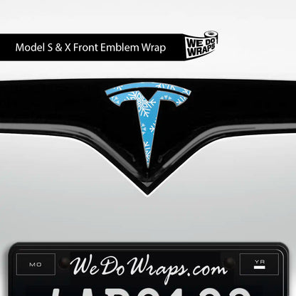Snowflake Tesla Emblem Decals (Front + Back Emblem Decals) | Model X - Tesla Emblems