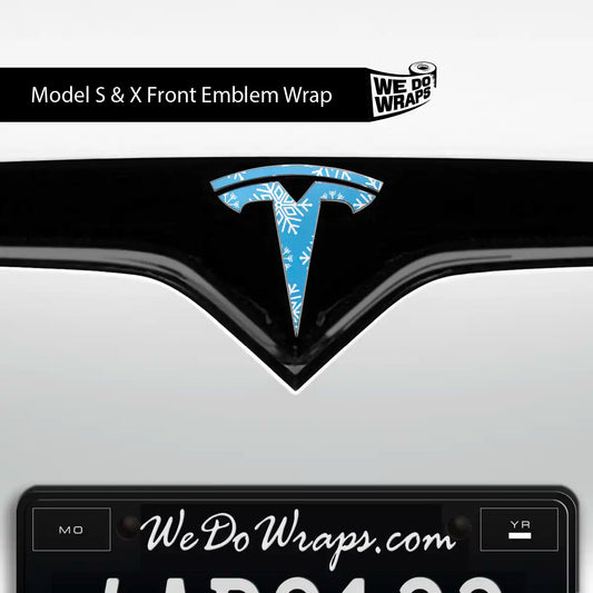 Snowflake Tesla Emblem Decals (Front + Back Emblem Decals) | Model X - Tesla Emblems