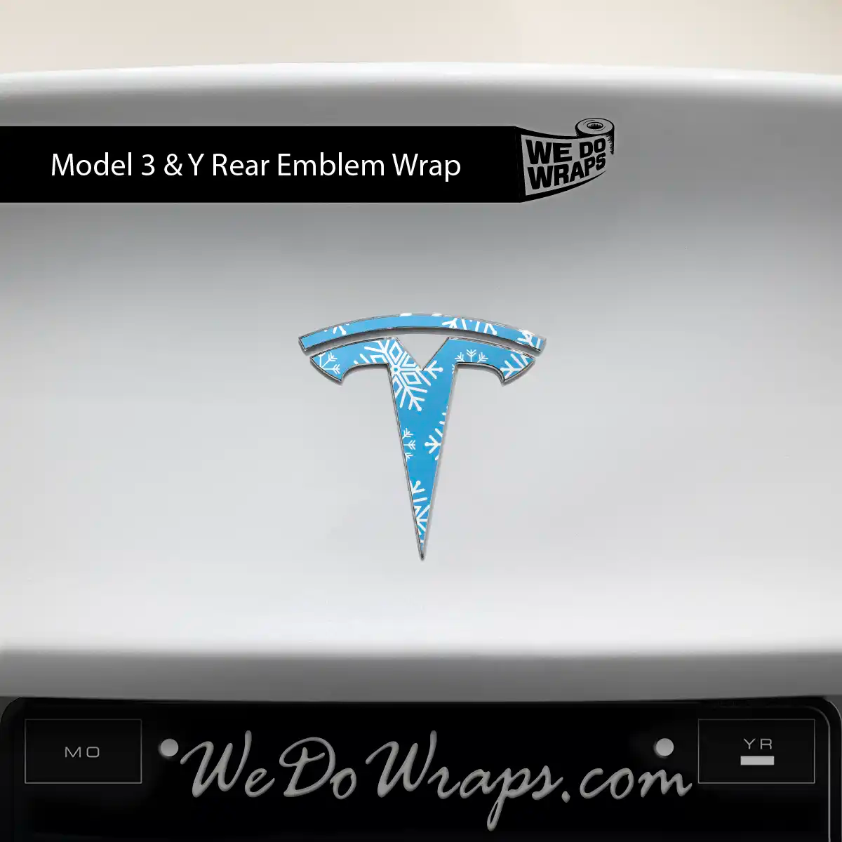 Snowflake Tesla Emblem Decals (Front + Back Emblem Decals) | Model 3 - Tesla Emblems