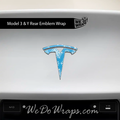 Snowflake Tesla Emblem Decals (Front + Back Emblem Decals) | Model 3 - Tesla Emblems