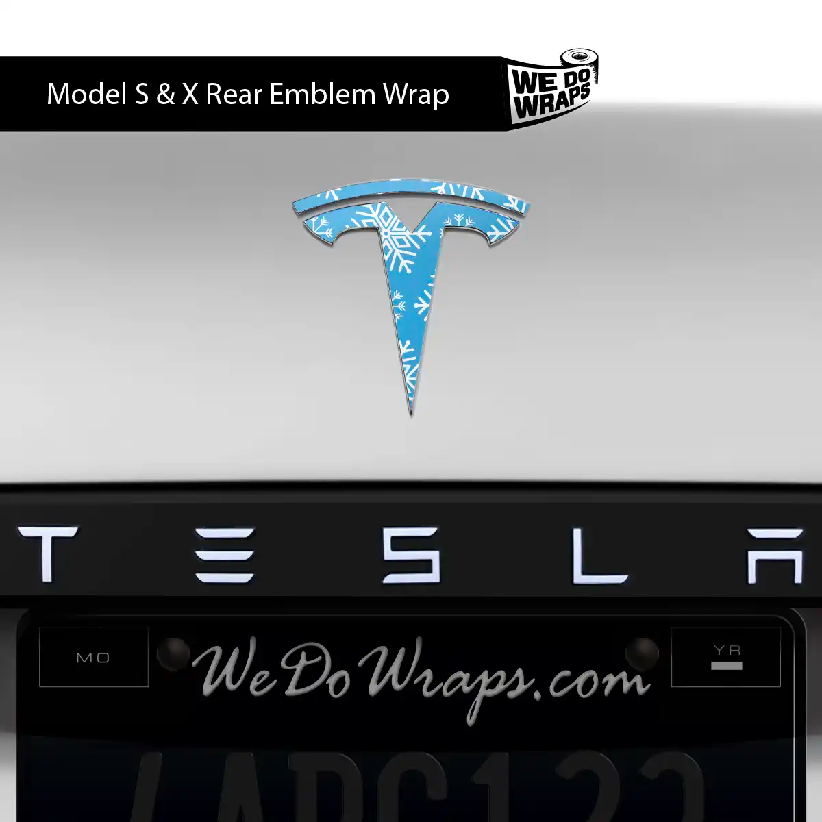 Snowflake Tesla Emblem Decals (Front + Back Emblem Decals) | Model X - Tesla Emblems