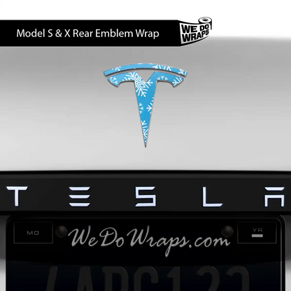 Snowflake Tesla Emblem Decals (Front + Back Emblem Decals) | Model X - Tesla Emblems