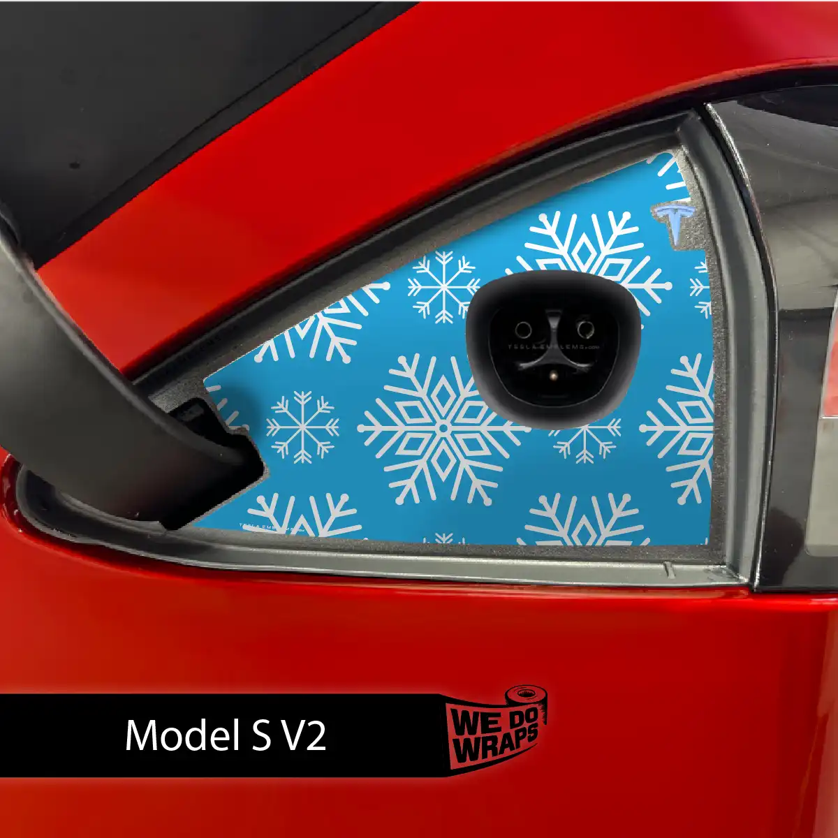 Snowflake Tesla Charge Port Wrap | Model S - Tesla Emblems