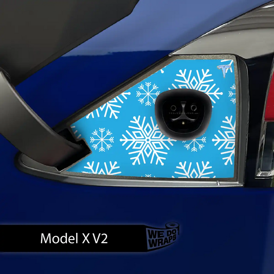 Snowflake Tesla Charge Port Wrap | Model X - Tesla Emblems