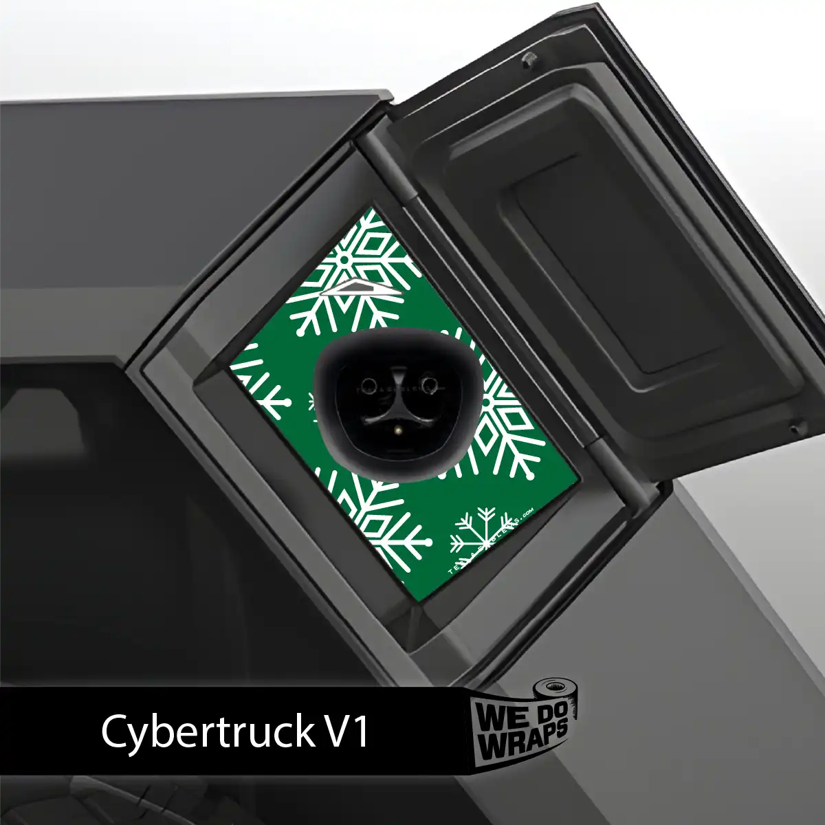 Snowflake Tesla Charge Port Wrap | Cybertruck - Tesla Emblems