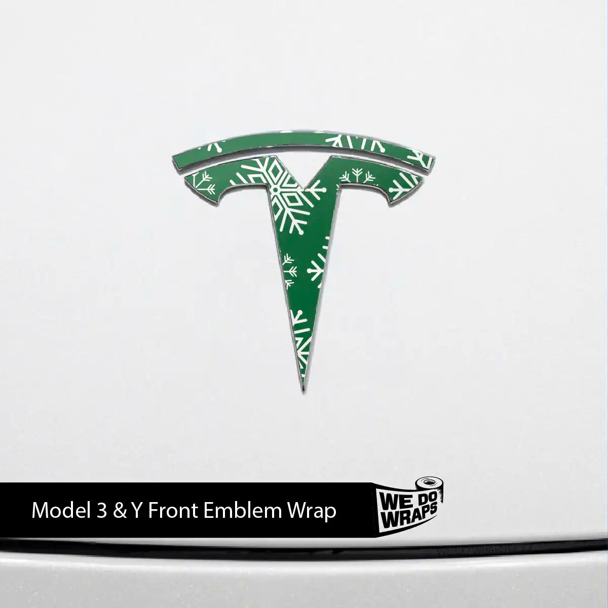 Snowflake Tesla Emblem Decals (Front + Back Emblem Decals) | Model 3 - Tesla Emblems