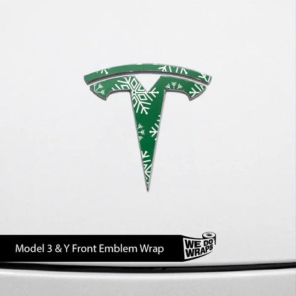 Snowflake Tesla Emblem Decals (Front + Back Emblem Decals) | Model 3 - Tesla Emblems