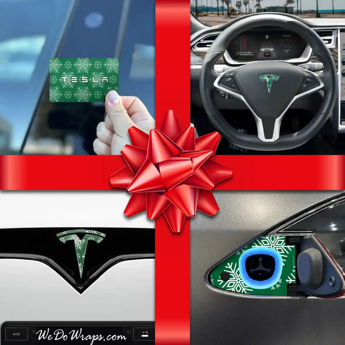 Holiday Bundle Snowflakes Tesla Wrap Kit | Model X - Tesla Emblems