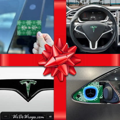 Holiday Bundle Snowflakes Tesla Wrap Kit | Model X - Tesla Emblems