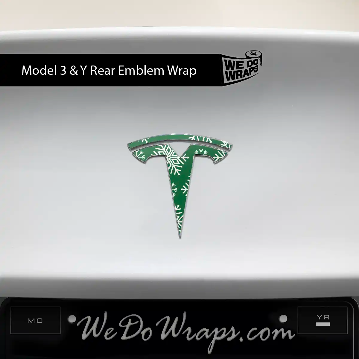 Snowflake Tesla Emblem Decals (Front + Back Emblem Decals) | Model 3 - Tesla Emblems