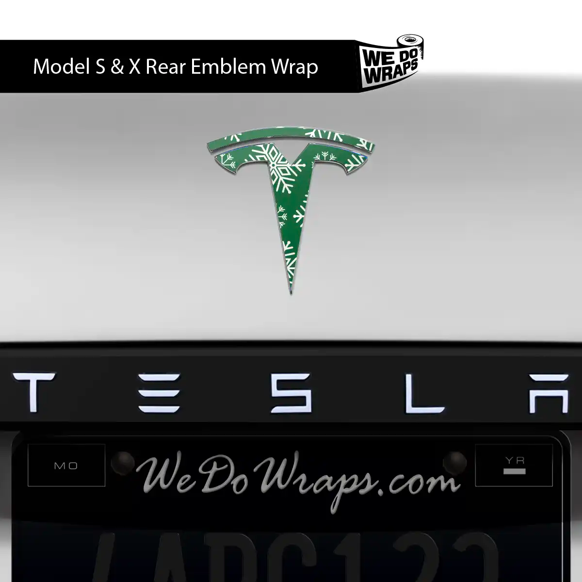 Snowflake Tesla Emblem Decals (Front + Back Emblem Decals) | Model X - Tesla Emblems