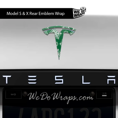 Snowflake Tesla Emblem Decals (Front + Back Emblem Decals) | Model X - Tesla Emblems