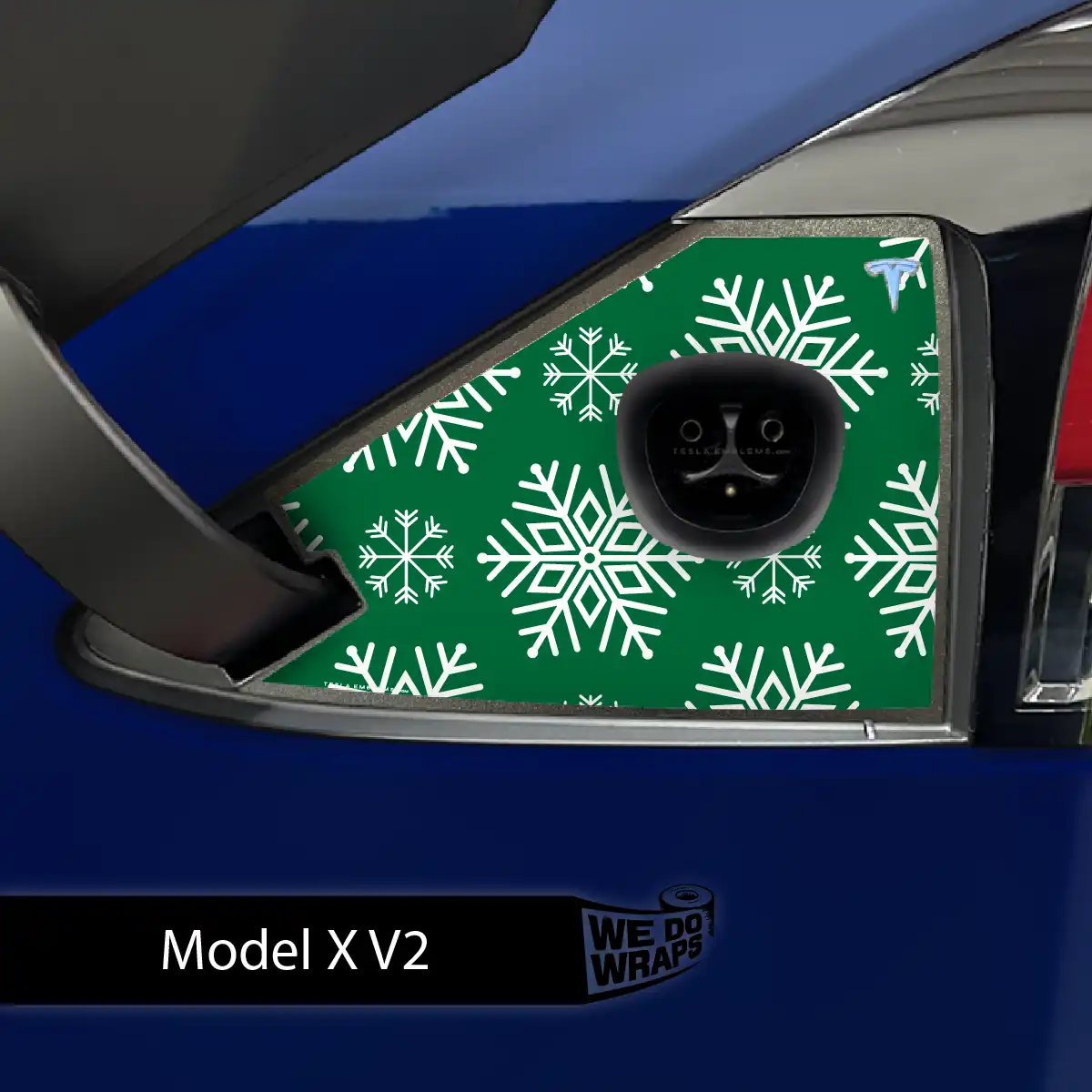 Snowflake Tesla Charge Port Wrap | Model X - Tesla Emblems