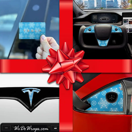 Holiday Bundle Snowflakes Tesla Wrap Kit | Model S - Tesla Emblems
