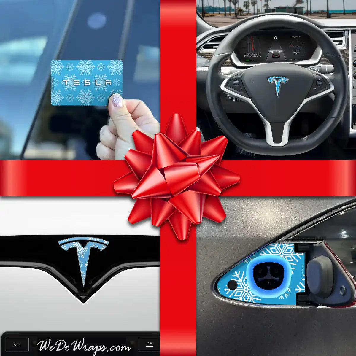 Holiday Bundle Snowflakes Tesla Wrap Kit | Model X - Tesla Emblems