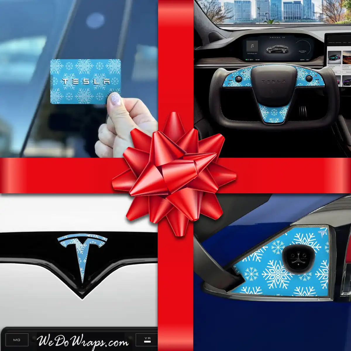 Holiday Bundle Snowflakes Tesla Wrap Kit | Model X - Tesla Emblems
