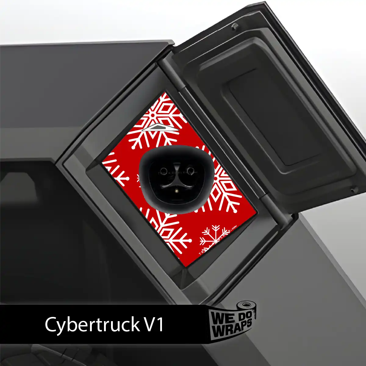 Snowflake Tesla Charge Port Wrap | Cybertruck - Tesla Emblems