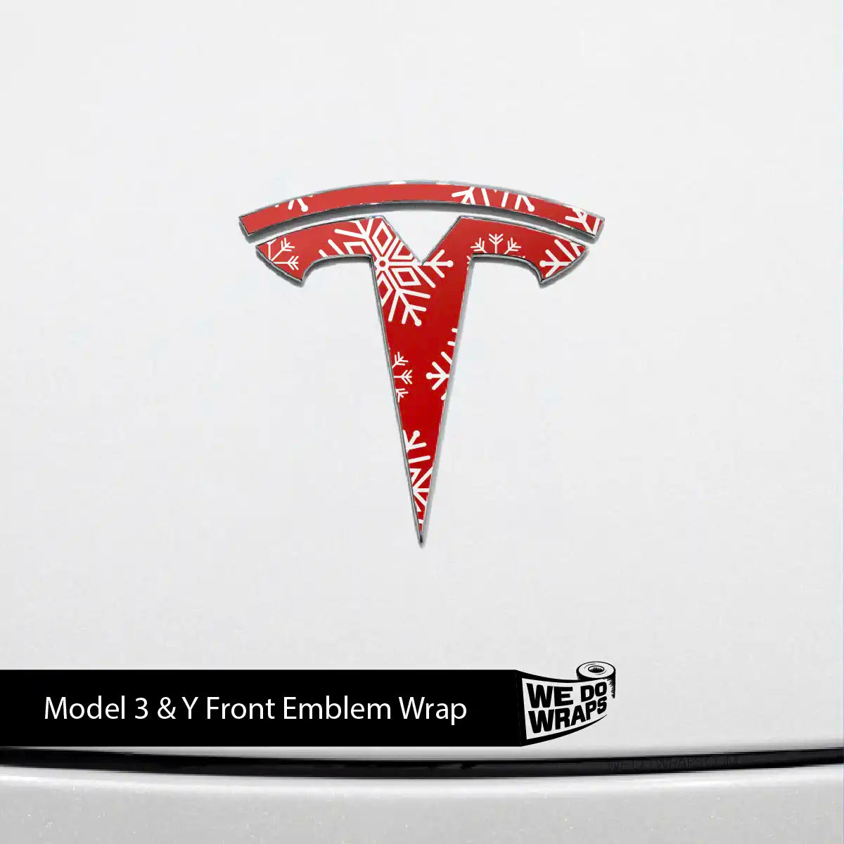 Snowflake Tesla Emblem Decals (Front + Back Emblem Decals) | Model 3 - Tesla Emblems