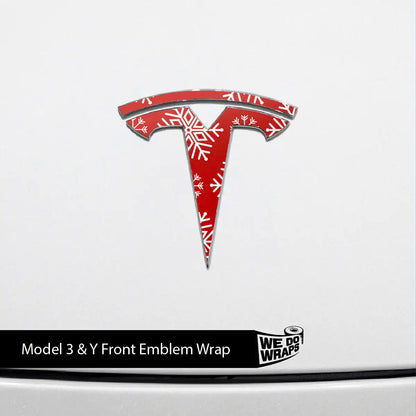 Snowflake Tesla Emblem Decals (Front + Back Emblem Decals) | Model 3 - Tesla Emblems