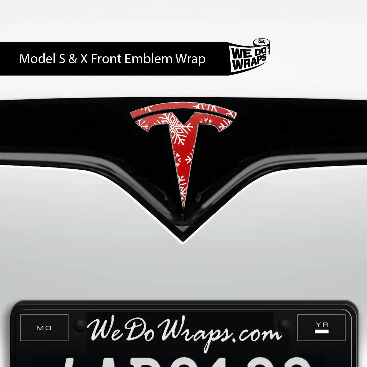 Snowflake Tesla Emblem Decals (Front + Back Emblem Decals) | Model X - Tesla Emblems