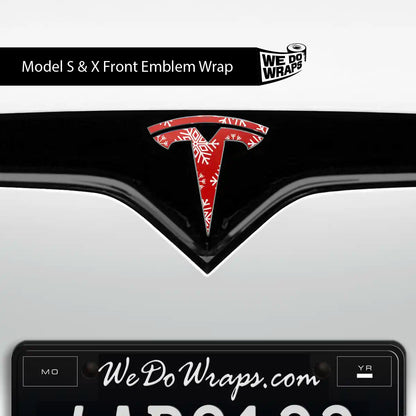 Snowflake Tesla Emblem Decals (Front + Back Emblem Decals) | Model X - Tesla Emblems