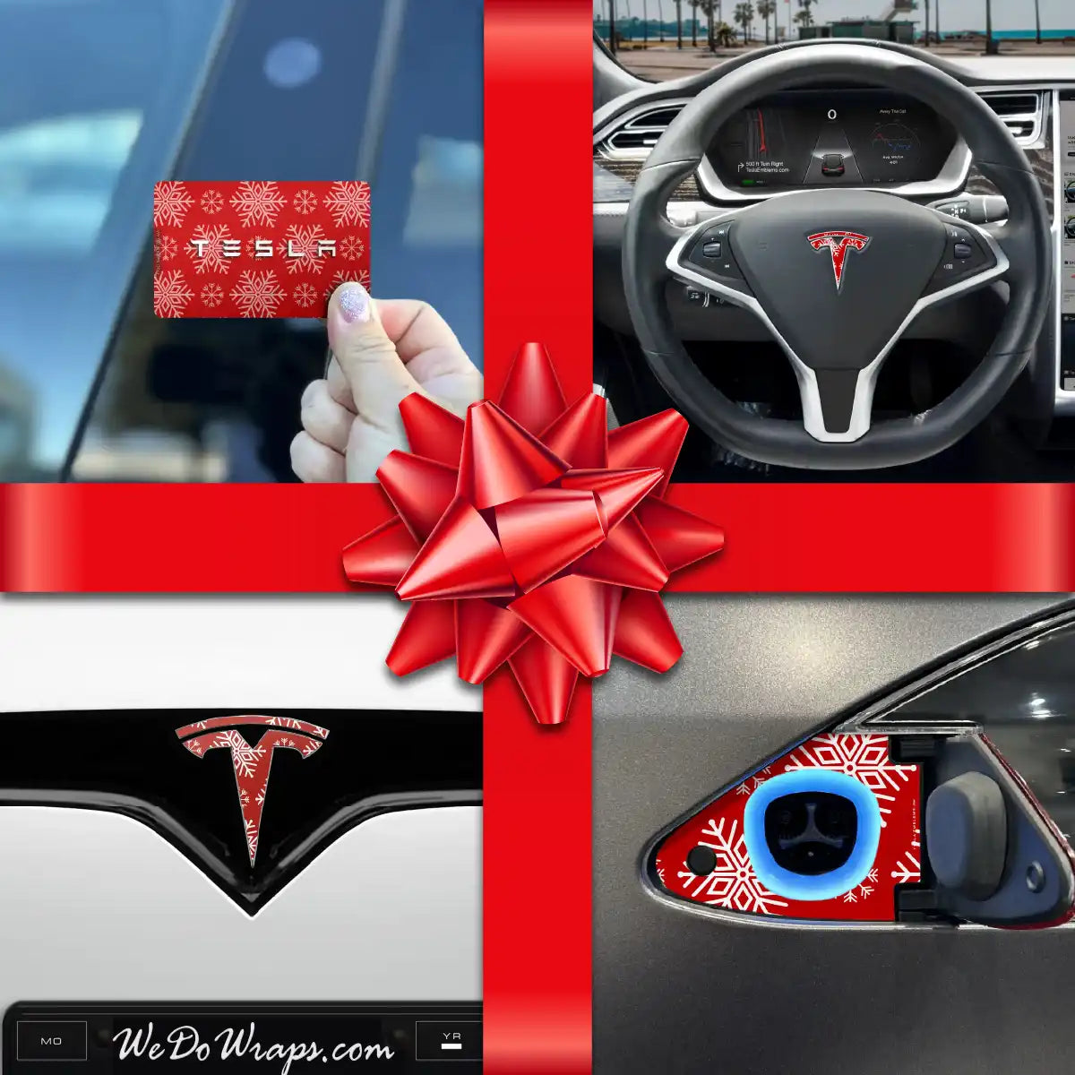 Holiday Bundle Snowflakes Tesla Wrap Kit | Model X - Tesla Emblems