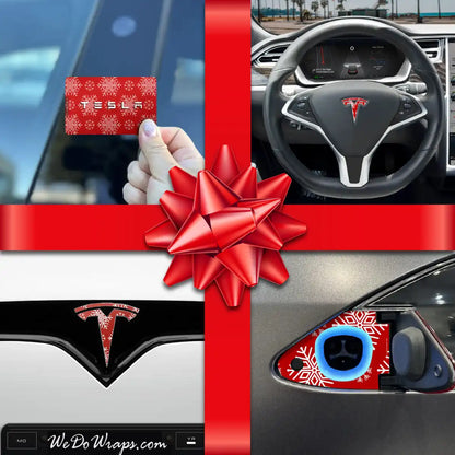Holiday Bundle Snowflakes Tesla Wrap Kit | Model X - Tesla Emblems