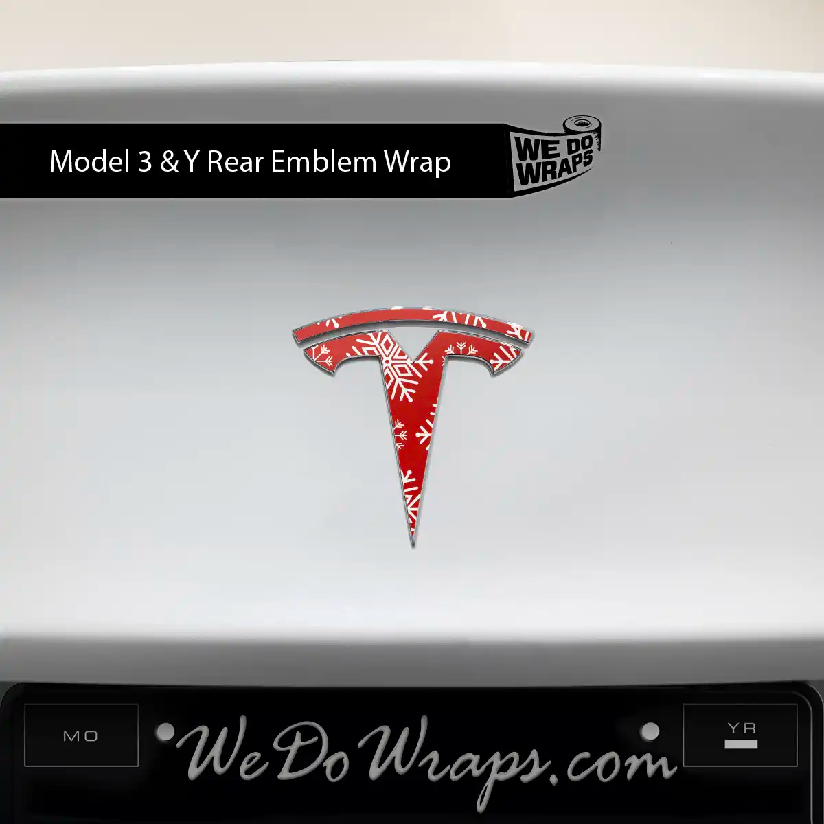 Snowflake Tesla Emblem Decals (Front + Back Emblem Decals) | Model 3 - Tesla Emblems