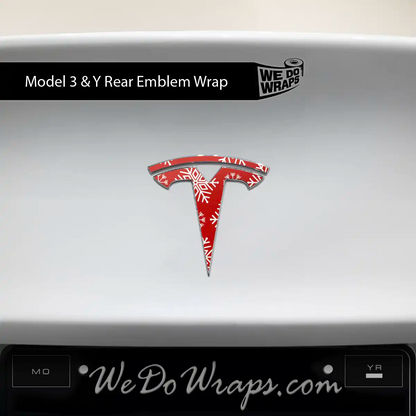 Snowflake Tesla Emblem Decals (Front + Back Emblem Decals) | Model 3 - Tesla Emblems