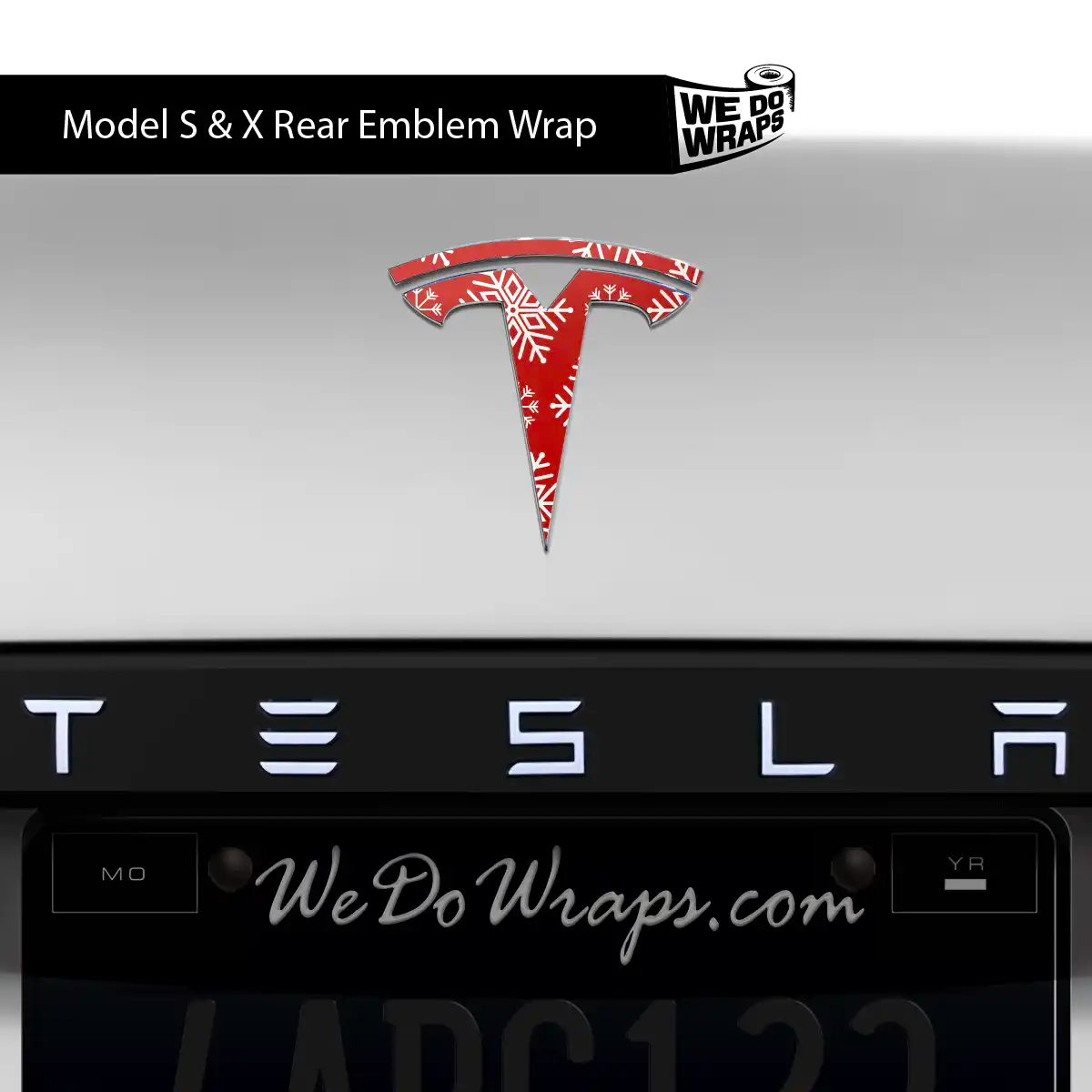 Snowflake Tesla Emblem Decals (Front + Back Emblem Decals) | Model X - Tesla Emblems