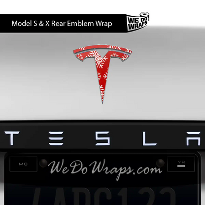 Snowflake Tesla Emblem Decals (Front + Back Emblem Decals) | Model X - Tesla Emblems