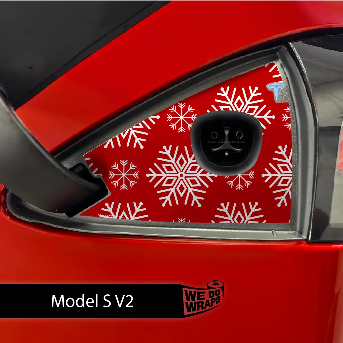 Snowflake Tesla Charge Port Wrap | Model S - Tesla Emblems