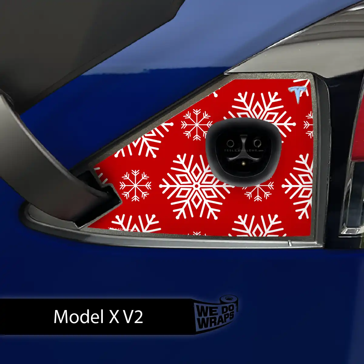 Snowflake Tesla Charge Port Wrap | Model X - Tesla Emblems